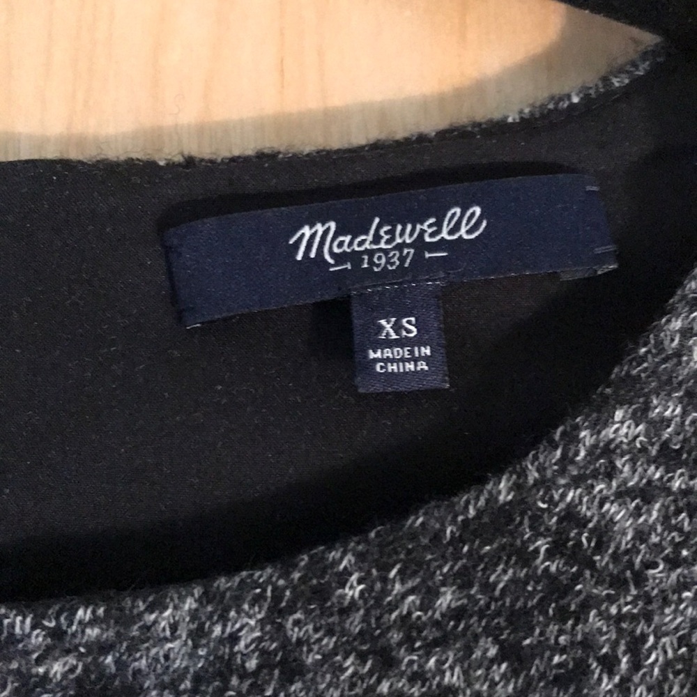 NWOT Madewell Wool & Leather Shift Dress - Picture 2 of 5